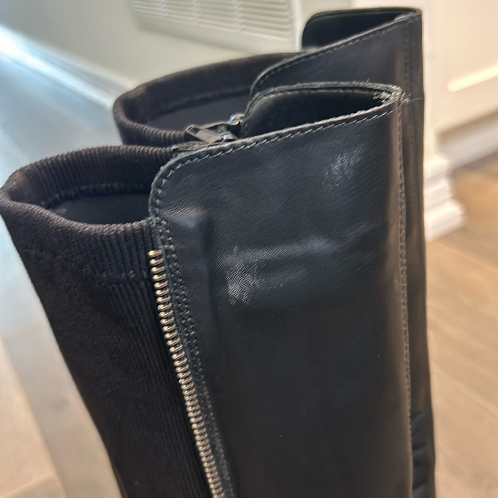 Remonte Black Leather & Stretch Tall Riding Boots EU 38 Classic Equine Style - Picture 7 of 17